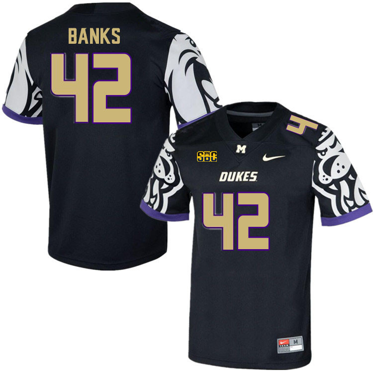 Men-Youth #42 Carter Banks James Madison Dukes College Football Jerseys Stitched Sale-Black